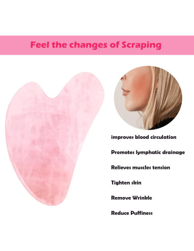 Herramienta Gua Sha Facial de Cuarzo Rosa Chenghao 7.9cm
