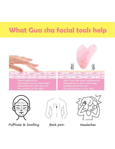 Herramienta Gua Sha Facial de Cuarzo Rosa Chenghao 7.9cm