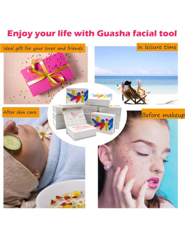 Herramienta Gua Sha Facial de Cuarzo Rosa Chenghao 7.9cm