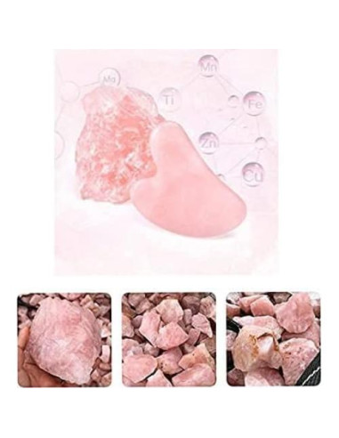 Herramienta Gua Sha Facial de Cuarzo Rosa Chenghao 7.9cm