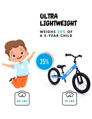 Bicicleta de Equilibrio Bicystar 14 Pulgadas Ajustable Azul