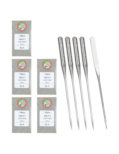 50 Agujas de Bordado HAX1 65/9 Brother Acero Inoxidable