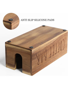 Organizador de Estación de Café LBEMEY de Madera Acacia 3 Compartimentos 2