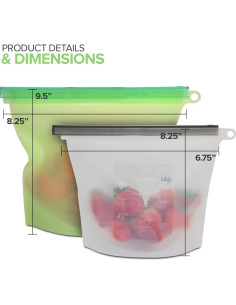 Bolsas de Silicona Reutilizables EXULTIMATE Set de 4 Ecológicas 2