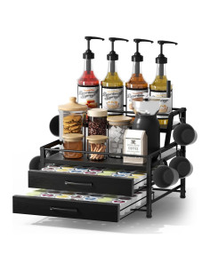 Organizador de Jarabes de Café Homsorout - 4 Niveles para 8 Botellas