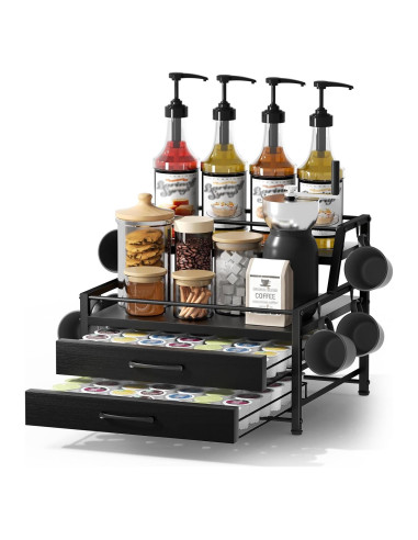 Organizador de Jarabes de Café Homsorout - 4 Niveles para 8 Botellas