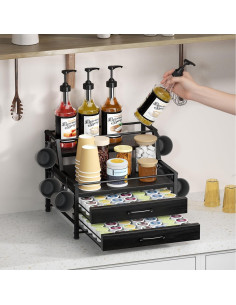 Organizador de Jarabes de Café Homsorout - 4 Niveles para 8 Botellas 2