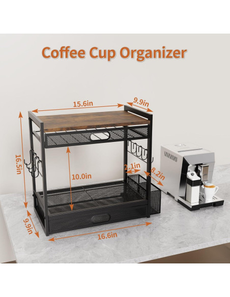 Organizador de Bar de Café SRJZMLY con Cajón y Soporte para Tazas