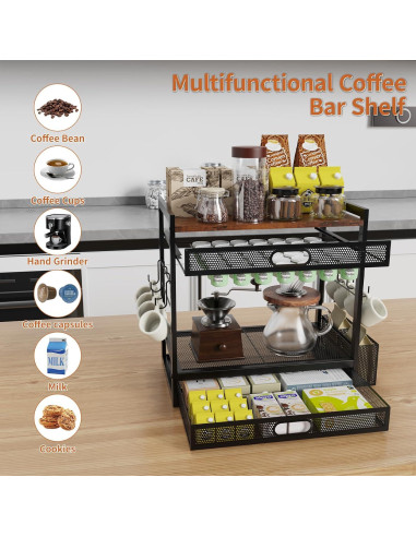 Organizador de Bar de Café SRJZMLY con Cajón y Soporte para Tazas