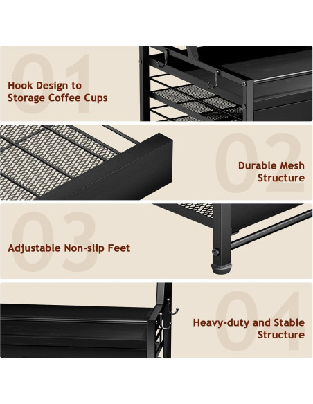 Organizador de Jarabes de Café Homsorout - 4 Niveles para 8 Botellas Organizador de Jarabes de Café Homsorout - 4 Niveles para 8 Botellas
