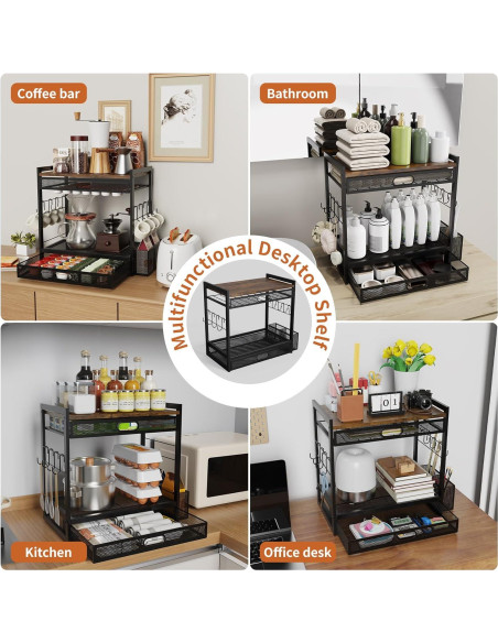 Organizador de Bar de Café SRJZMLY con Cajón y Soporte para Tazas