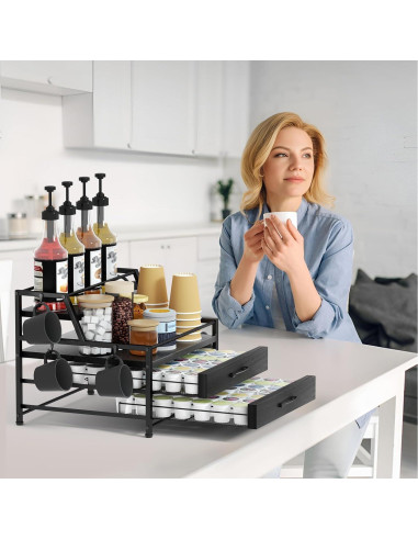 Organizador de Jarabes de Café Homsorout - 4 Niveles para 8 Botellas