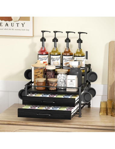 Organizador de Jarabes de Café Homsorout - 4 Niveles para 8 Botellas