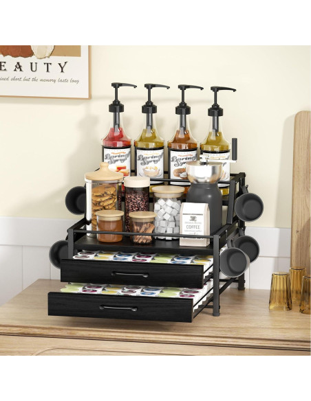 Organizador de Jarabes de Café Homsorout - 4 Niveles para 8 Botellas Organizador de Jarabes de Café Homsorout - 4 Niveles para 8 Botellas