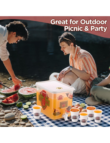 Dispensador de Bebidas 2 Galones FillTouch + 12 Vasos Desechables