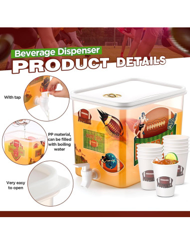 Dispensador de Bebidas 2 Galones FillTouch + 12 Vasos Desechables