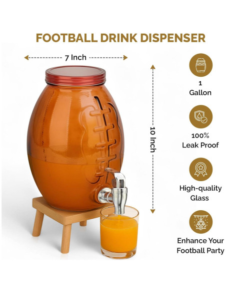 Dispensador de bebidas de vidrio MosJos balón de fútbol 10.4L