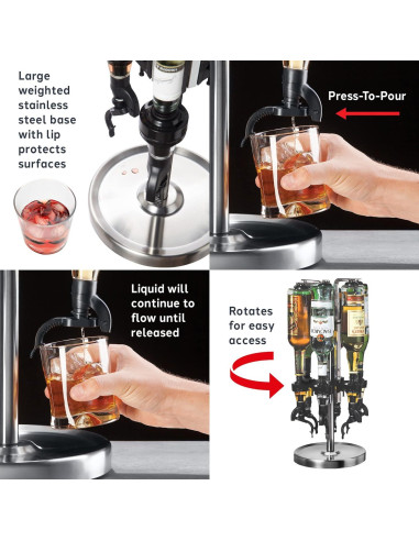 Dispensador de Licor Revolvente OGGI 6 Botellas Acero Inoxidable