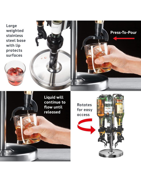 Dispensador de Licor Revolvente OGGI 6 Botellas Acero Inoxidable