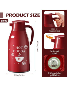 Dispensador de Bebida Caliente LemonRoad 68 oz Rojo Vidrio 2