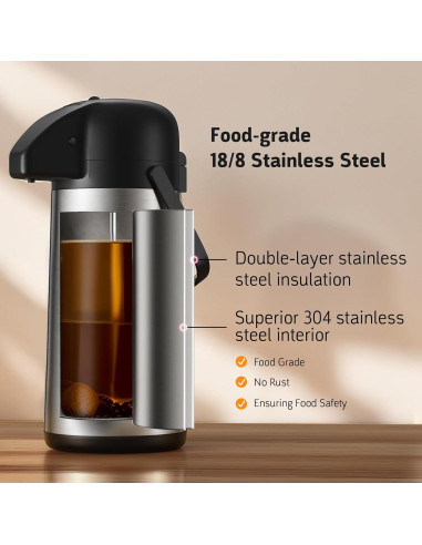 Jarra de Café Geouja 102 Oz Acero Inoxidable Aislada