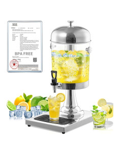 Dispensador de Bebidas 2 Galones TTFDBU Acero Inoxidable Frío y Caliente