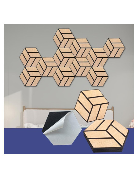 Paneles Acústicos Hexagonales ARTSLAT 4 Pack - Roble 30x25.9 cm