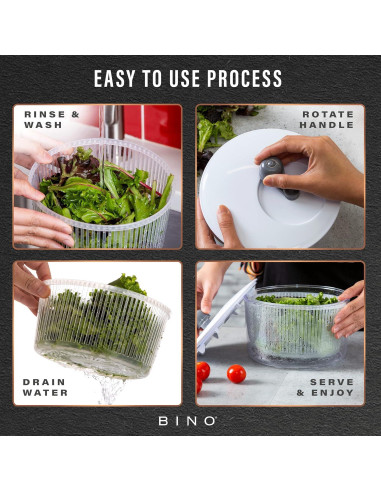 Escurridor de Ensalada BINO 2.6L Manual con Tazón y Colador