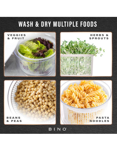 Escurridor de Ensalada BINO 2.6L Manual con Tazón y Colador