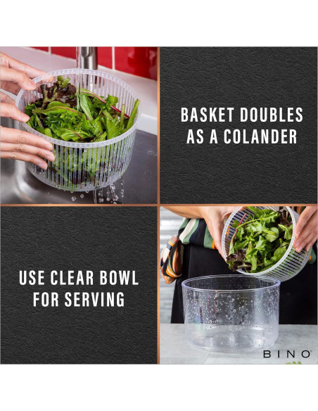 Escurridor de Ensalada BINO 2.6L Manual con Tazón y Colador Escurridor de Ensalada BINO 2.6L Manual con Tazón y Colador