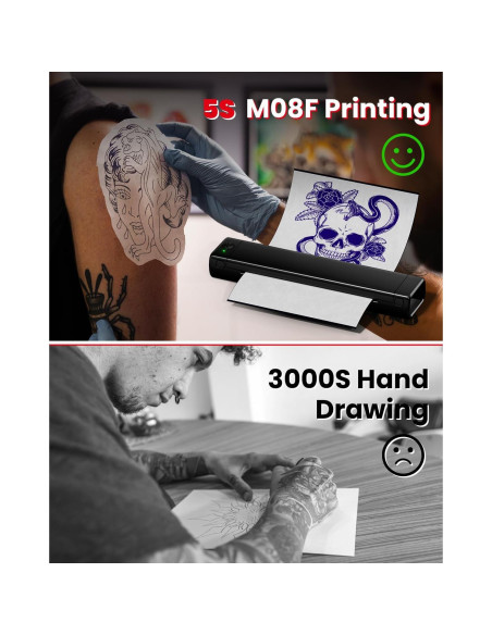 Impresora Portátil Inalámbrica de Tatuajes COLORWING M08F - Negro