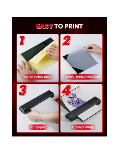 Impresora Portátil Inalámbrica de Tatuajes COLORWING M08F - Negro