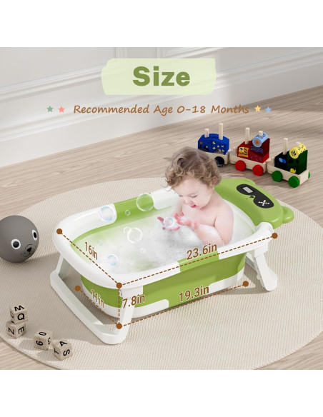 Bañera Plegable para Bebé Avidor Verde - 42x18.5 cm