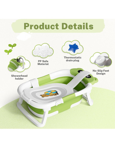 Bañera Plegable para Bebé Avidor Verde - 42x18.5 cm