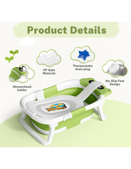 Bañera Plegable para Bebé Avidor Verde - 42x18.5 cm