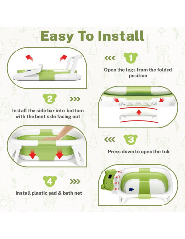 Bañera Plegable para Bebé Avidor Verde - 42x18.5 cm