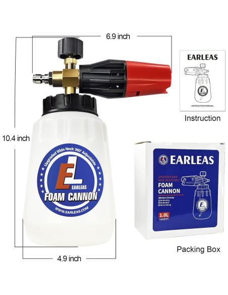 Cañón de Espuma EARLEAS 1L con Conector Rápido 1/4"