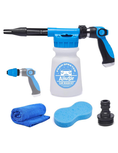Kit de Lavado de Autos AjiuSir: Rociador de Espuma 1000ml + Esponja y Toalla