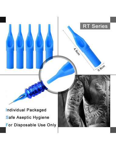 Puntas de Tatuaje Desechables ATOMUS 50pcs Mezcla 3RT-9DT