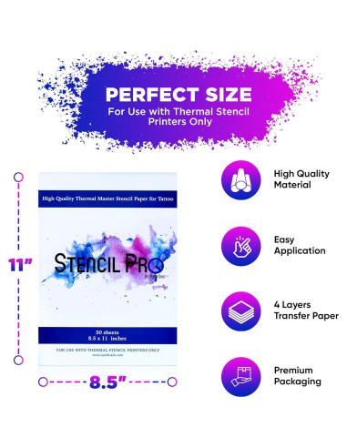 Papel de Transferencia de Tatuaje Stencil Pro 50 Hojas A4