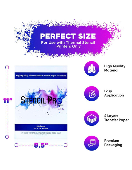 Papel de Transferencia de Tatuaje Stencil Pro 50 Hojas A4