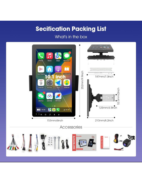 Estéreo de Coche 10.1" Haudio con CarPlay y Android Auto
