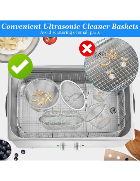 6 Cestas de Limpieza Ultrasónica Akamino Acero Inoxidable