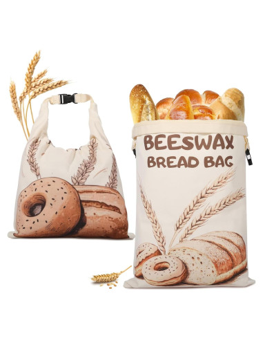 Bolsas de Cera de Abeja PTYTIFY para Pan - 2 Unidades XL 33x43 cm