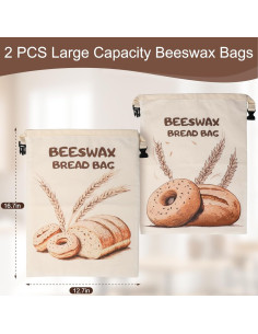 Bolsas de Cera de Abeja PTYTIFY para Pan - 2 Unidades XL 33x43 cm 2