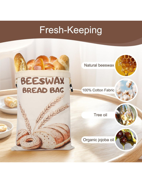 Bolsas de Cera de Abeja PTYTIFY para Pan - 2 Unidades XL 33x43 cm