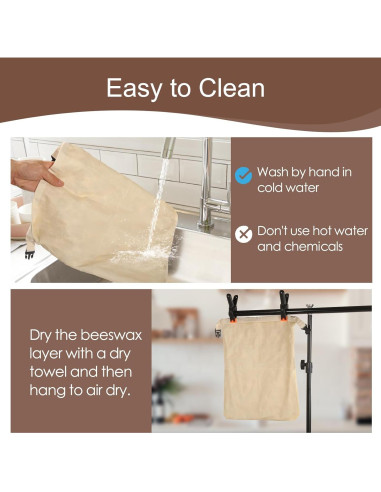 Bolsas de Cera de Abeja PTYTIFY para Pan - 2 Unidades XL 33x43 cm