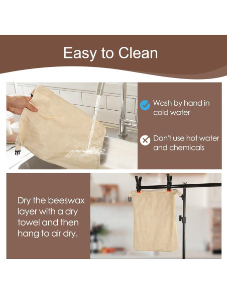 Bolsas de Cera de Abeja PTYTIFY para Pan - 2 Unidades XL 33x43 cm