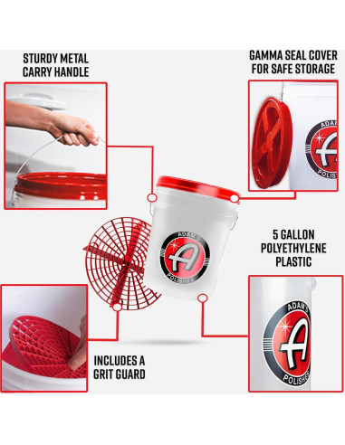 Cubo de Lavado de Autos Adam's Polishes 5 Galones con Grit Guard