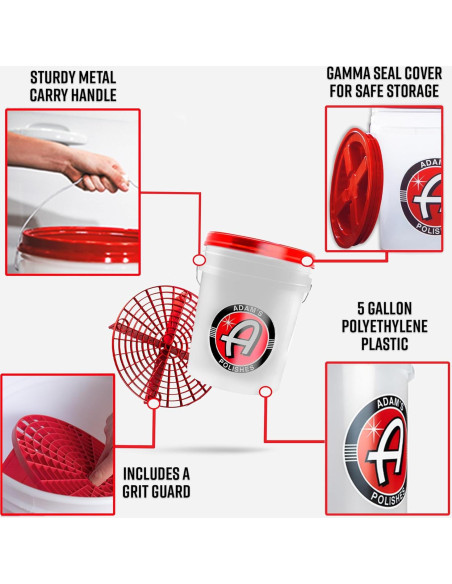 Cubo de Lavado de Autos Adam's Polishes 5 Galones con Grit Guard